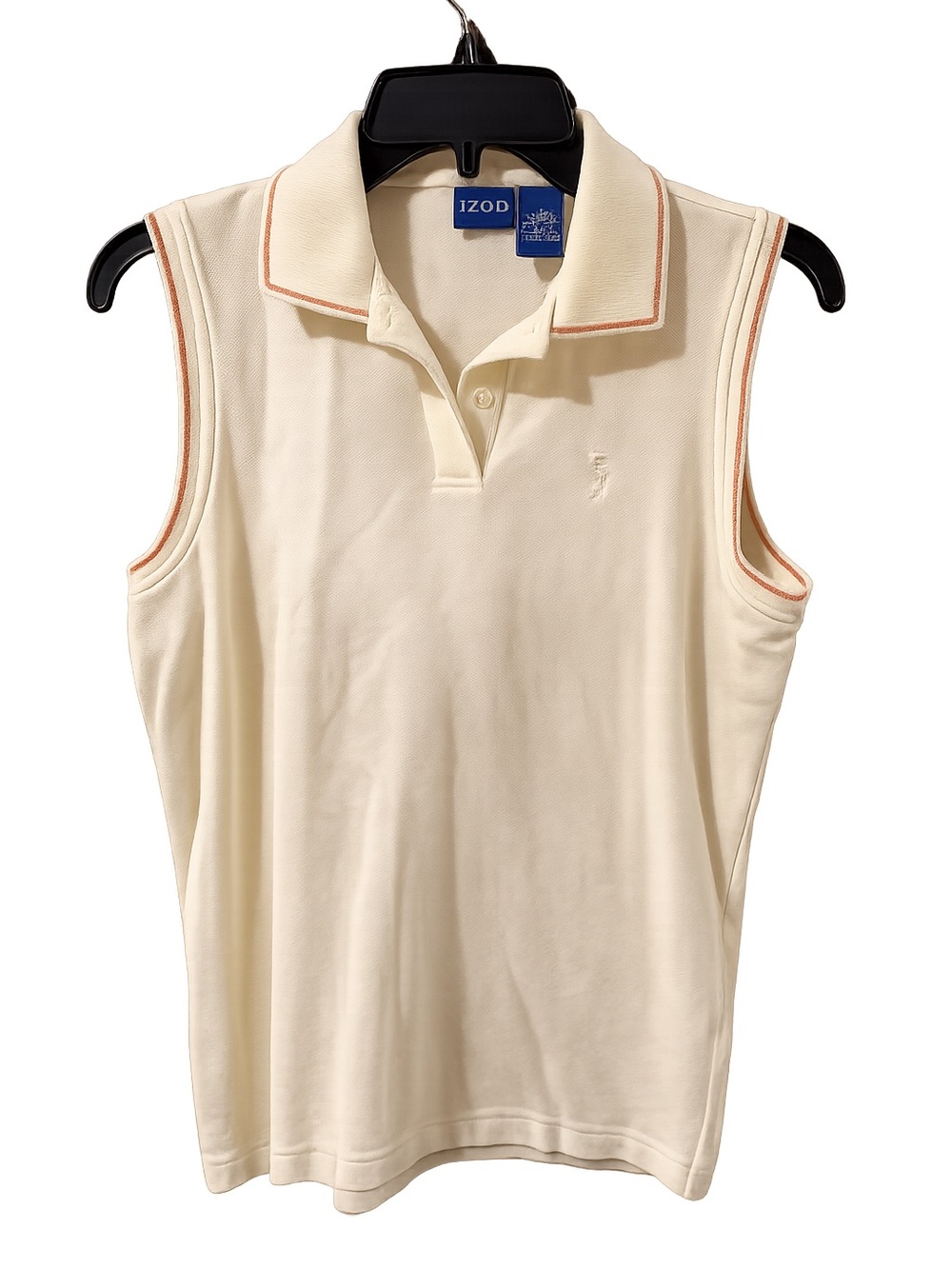 Izod White Ladies Polo Top with Blue Labels - Picture 2 of 4